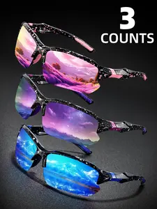 Semi-rimless Sunglasses, Trendy Casual Sporty Sunglasses for Everyday Use, Fashion Accessories for Outdoor Activities