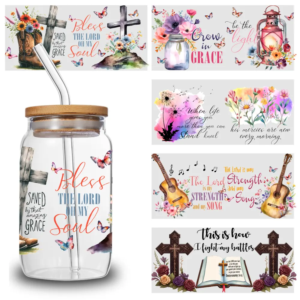 5 Sheets Grow In UV DTF Stickers Inspiring Designs Hopeful Quotes Inspiring Words Household DIY Water Bottle Glass Decor aesthetic cute vintage Mug Wrap scrapbook scrap journal Stamps Party Favors