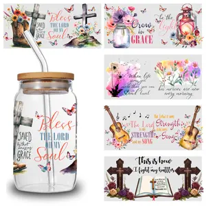 5 Sheets Grow In UV DTF Stickers Inspiring Designs Hopeful Quotes Inspiring Words Household DIY Water Bottle Glass Decor aesthetic cute vintage Mug Wrap scrapbook scrap journal Stamps Party Favors