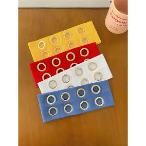 4pcs Vintage Metal Ring Knitted Headbands Multicolor Hip Hop Hair Accessories for Unique Style Punk Fashion All Seasons Knit Fabric Texture Plain Pattern Head Strap