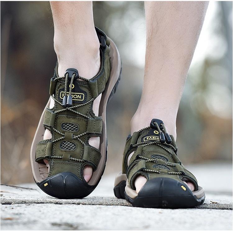 Men's Fashion Casual Sandals Outdoor Shoes Genuine Leather Shoes Beach Shoes Wading Shoes Plus Size 38-48