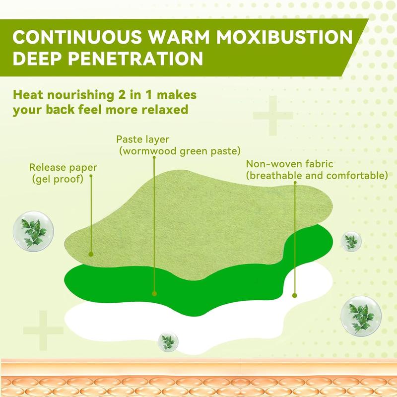 48 PCS Back Patches Heat Patches Natural Warming Herbal Plaster 8 Hour Long Lasting Deep Hot Soothing for Knee Back Neck Shoulder Daily