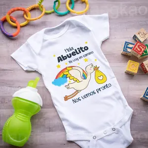 Hello Grandpa I'm on My Way See You Soon Print Infant Bodysuit Baby Announcement Romper Pregnancy Reveal Clothes for Grandfather