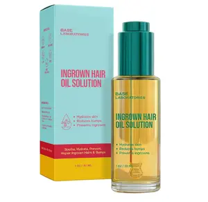 BASE LABORATORIES Ingrown Hair Treatment Oil – Soothing After Shave Oil Prevents Ingrown Hairs, Soothes Razor Bumps for Bikini Area, Legs, Underarms, Neck, Beard & Face – Tea Tree, Jojoba 1oz (30ml)