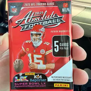 Panini 2025 Absolute Football NFL Trading Cards 5 Cards Per Pack Super Bowl LX Edition Patrick Mahomes II