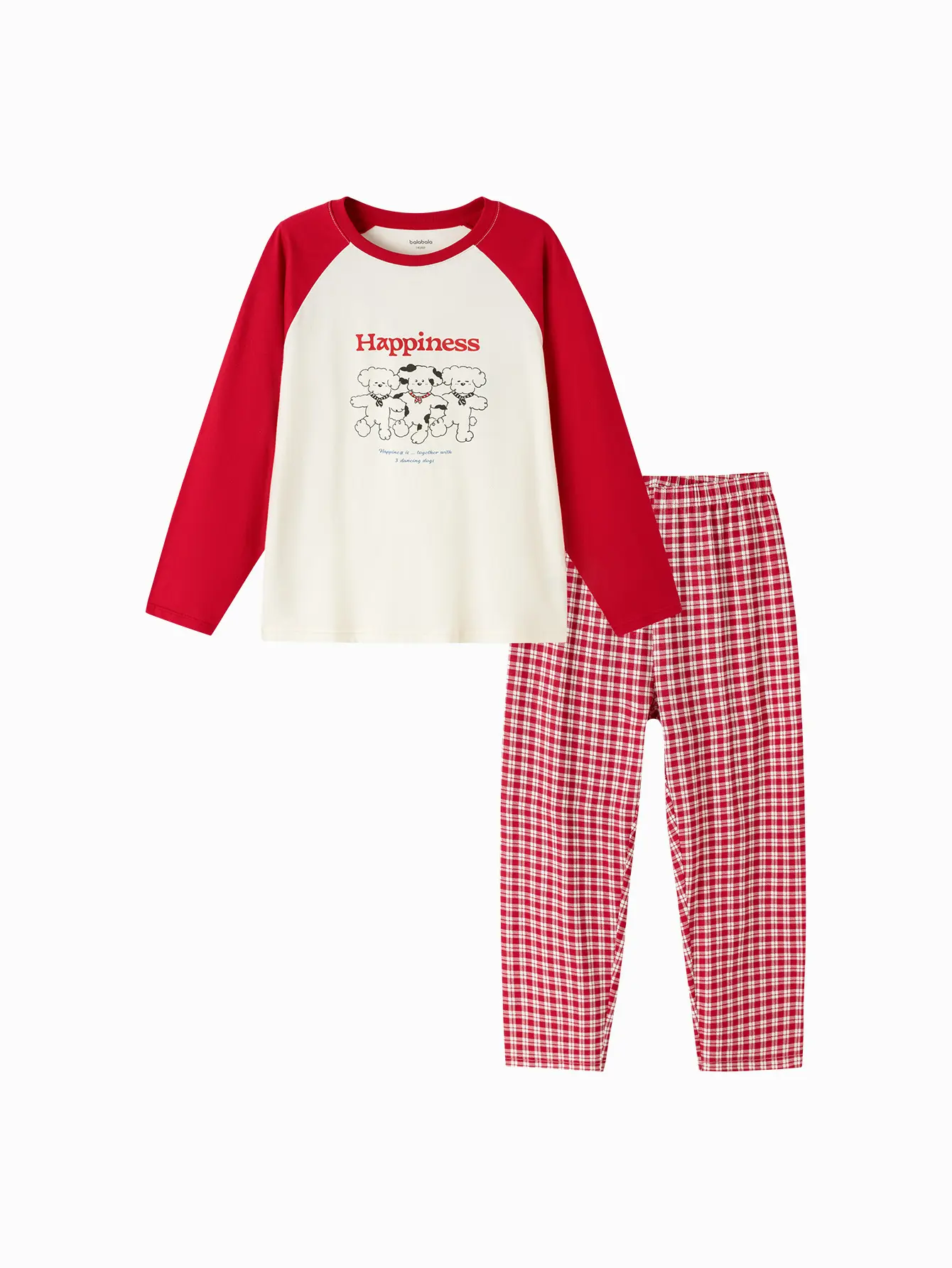 Balabala Kids Cotton Pajama Set - Casual Comfy Soft Sleepwear for Boys & Girls, Cute Animal Prints, Color-Block Raglan Sleeves, Round Neck, Elastic Waist, Slight Stretch, Soft Casual Pajamas, Casual Comfy Pajama