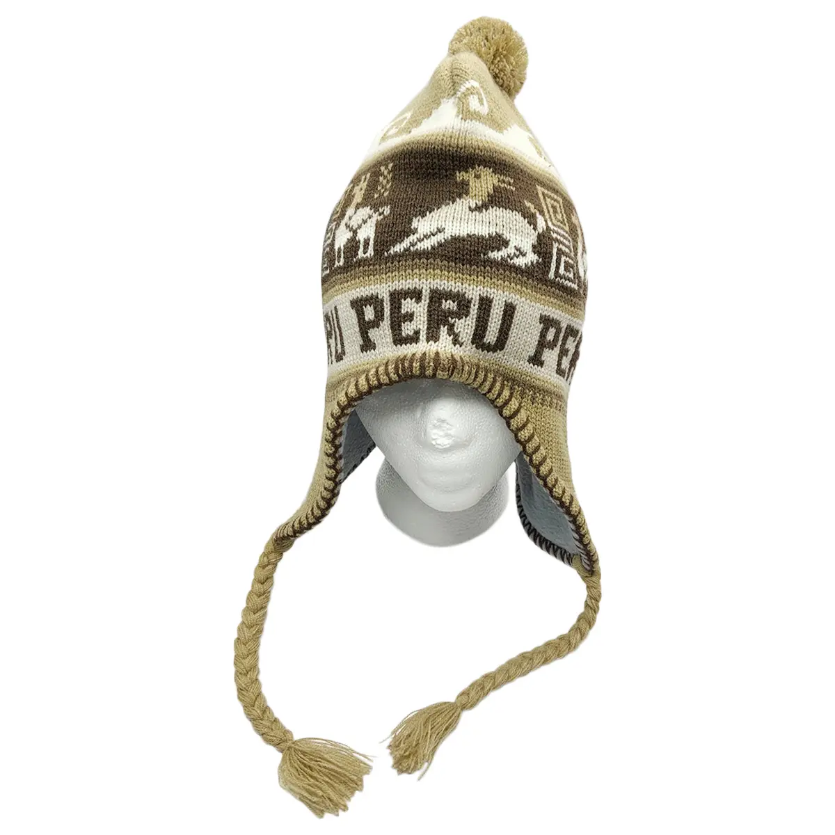 Nwt Peru Peruvian Alpaca Trend Handmade Soft Knit Fleece Lined Chullo Beanie Hat