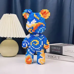 Starry Night Bear 3D Puzzle Building Blocks Crafts Decoration, Bookshelf Home Office Cabinet Decor, Party Living Room TV Stand Display Gift