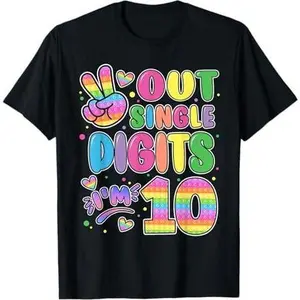 Peace Out Single Digits Im 10 Tshirt Pop It 10th Bday Fidget T-Shirt