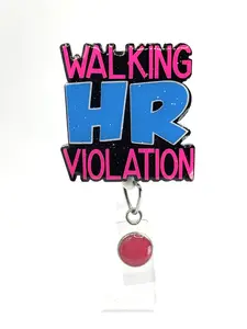 Funny Walking HR Violation Badge Reel Retractable Swivel Alligator Clip 2”, Nurse, Office, Pharmacy, Customer Service