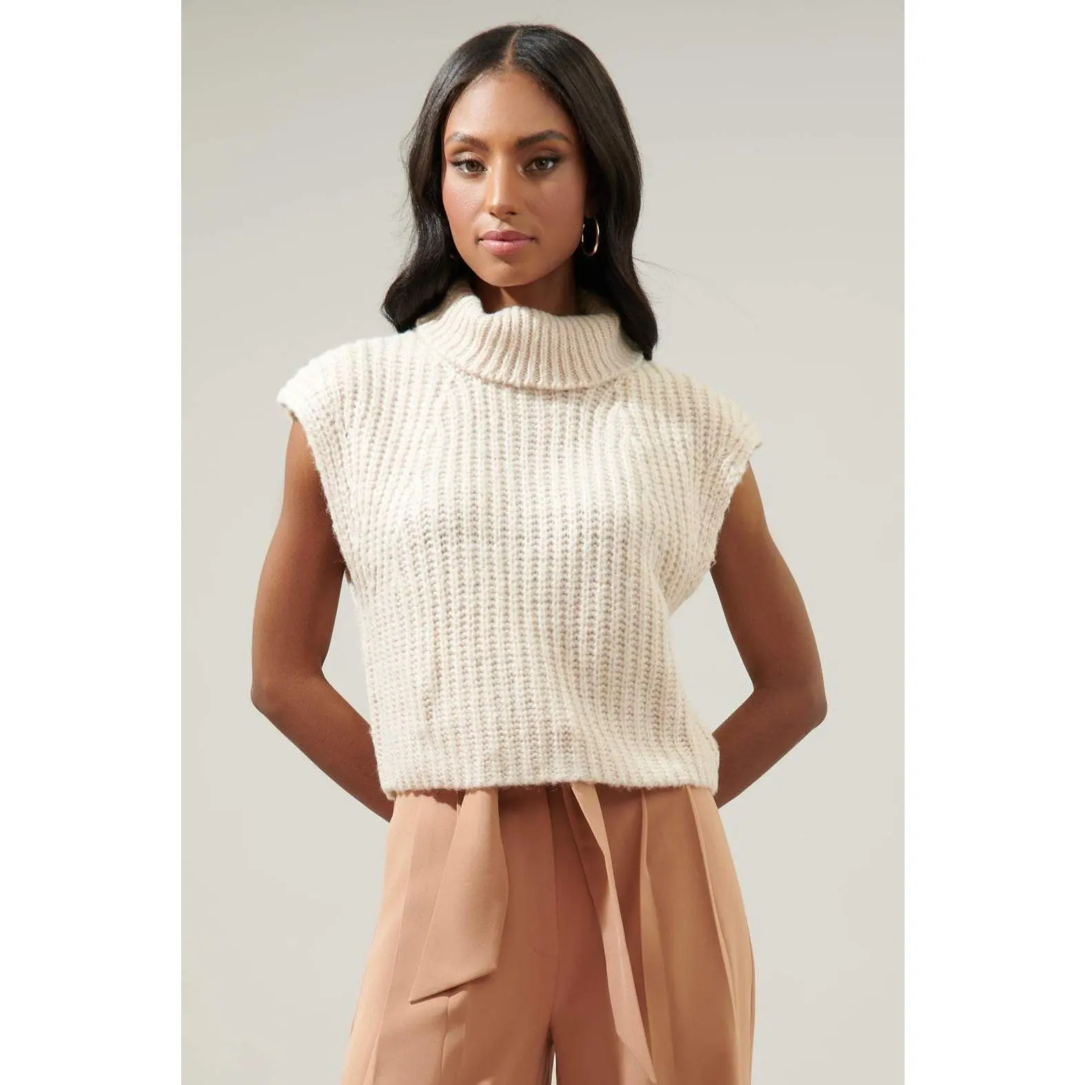 Monica Sleeveless Cropped Turtleneck Sweater