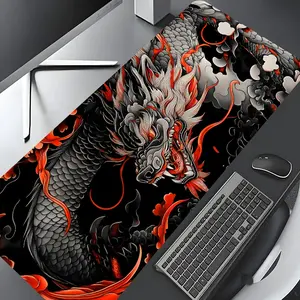 Oriental Dark Ink Dragon Large Gaming Mouse Pad,Aesthetic Desktop Drotection Pad,Washable Rubber Pad Non-Slip Lock Edge Multi-Size Mouse Pad Suitable For Home Office,Good Gift for Family and friends