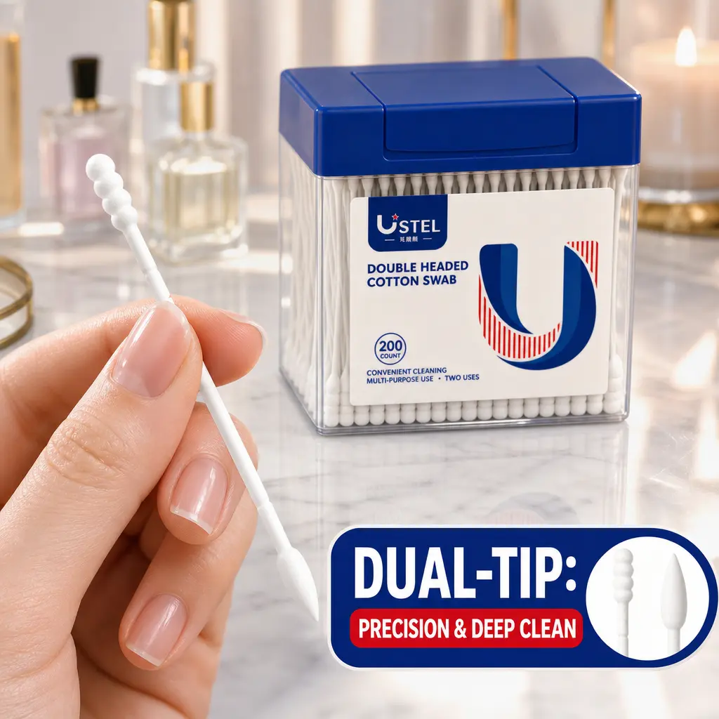 Boxed Disposable Double Tip Cotton Swabs, Paper Stick Absorbent Cotton Buds, Pointed Heads for Makeup & Ear Cleaning, Household Ear Wax Removal
