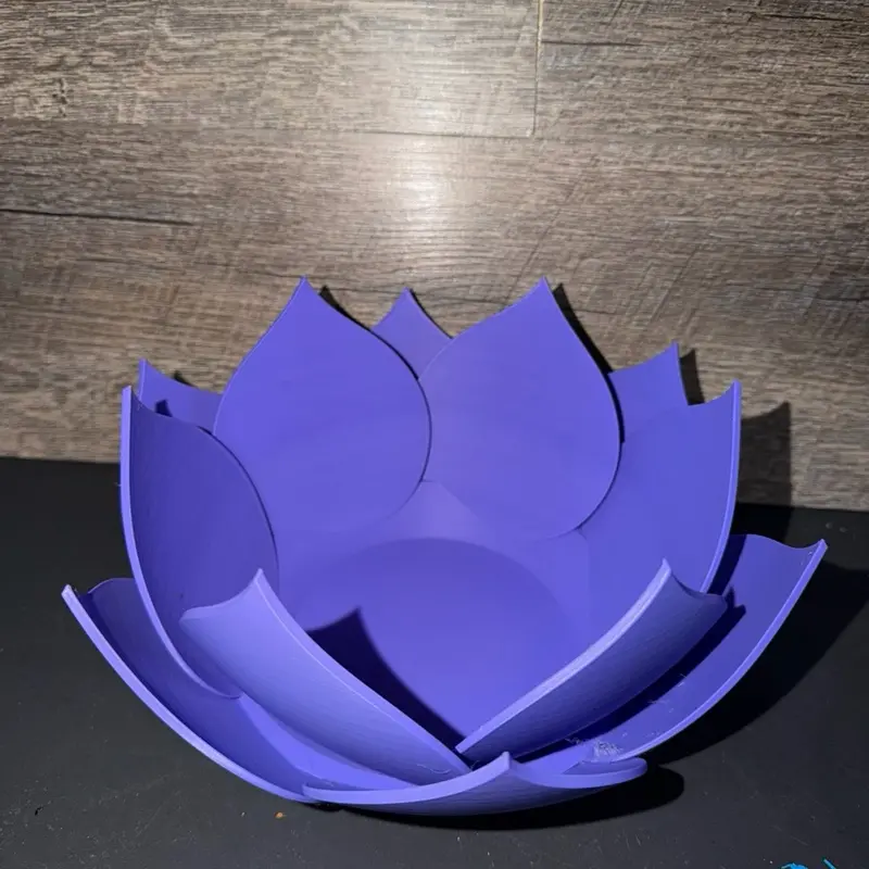 Purple Floral Design Lotus Bowl - Decorative Kitchen Tableware for Cozy Home Aesthetic, Everyday Use