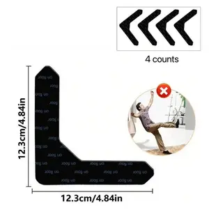 4-Pack Gripper for Rug for Hardwood Floors and Tiles: Double-Sided Reusable Rug Carpet Tape. Anti-Slip Tape Grips Area Rugs, Non-Slip Rug Pads Prevent Sliding, Curling, and Bunching