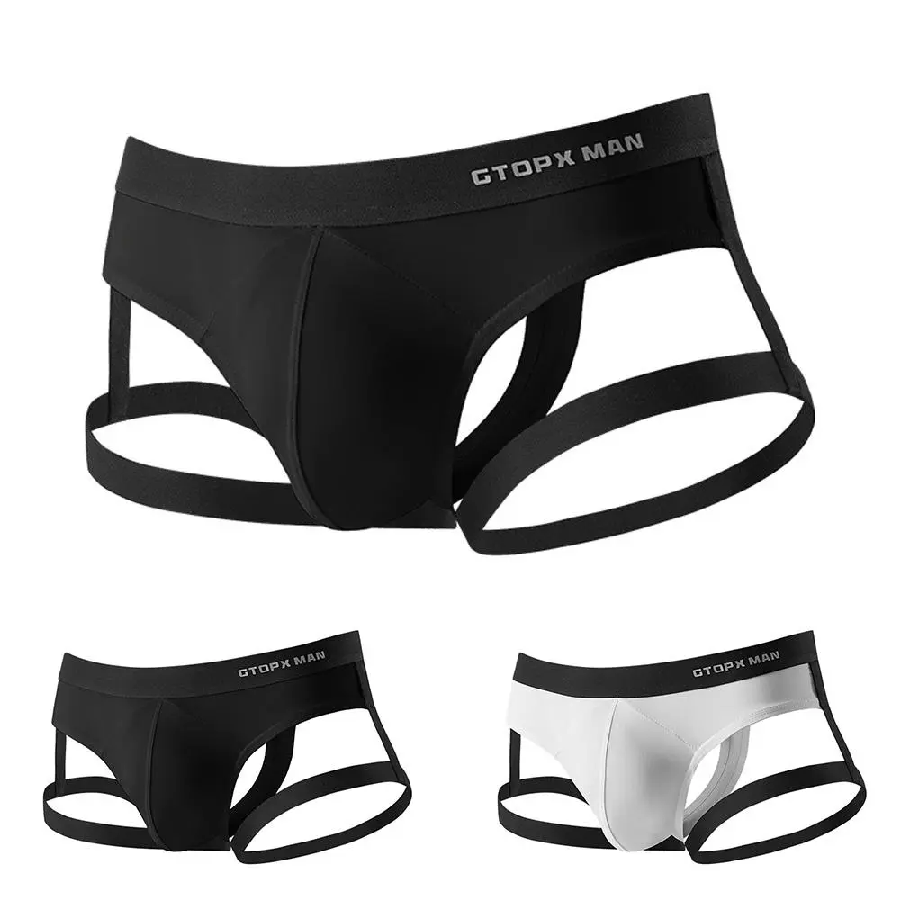 Men's Jock Straps Thong Underwear Super Thin Seamless Male Lingerie Ice Silk Outfits Men U Convex Bag Funny Brief For Play Menswear Casual Minimalist