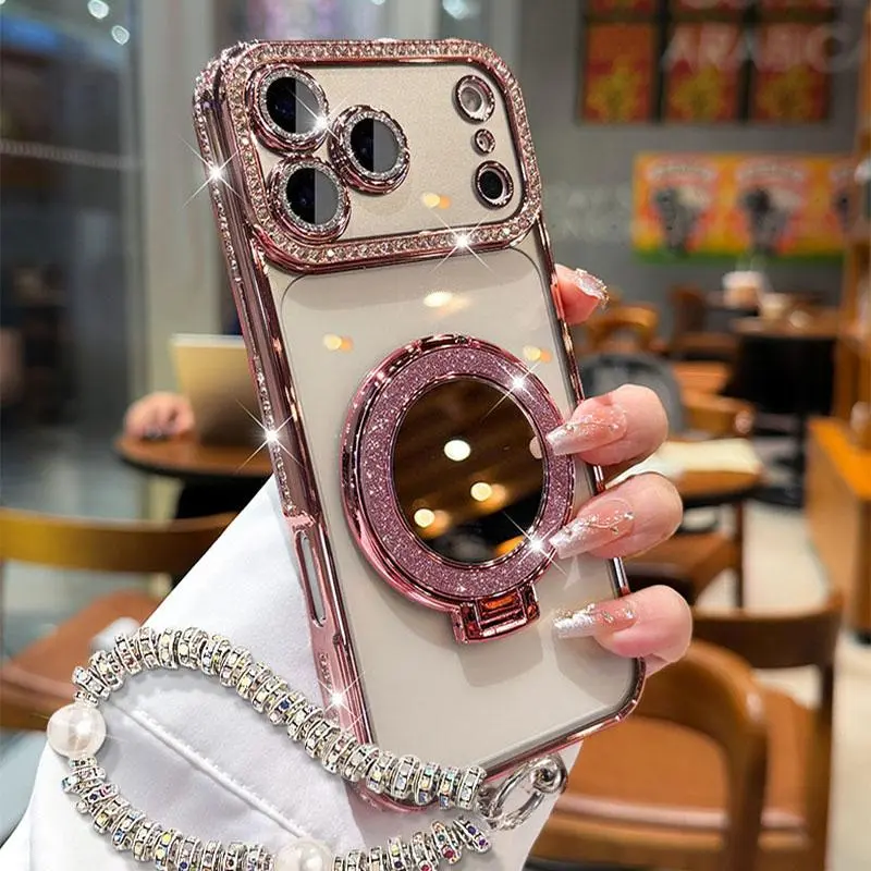 Girly Phone Case with Mirror & Stand for iPhone 12/13/14/15/16/17 Pro Max Plus Air Shiny Frame High-Definition Transparent Material Full-Body Drop-Resistant Design - TikTok Shop Girly Phone Case with Mirror & Stand for iPhone 12/13/14/15/16/17 Pro Max Plus Air Shiny Frame High-Definition Transparent Material Full-Body Drop-Resistant Design - TikTok Shop