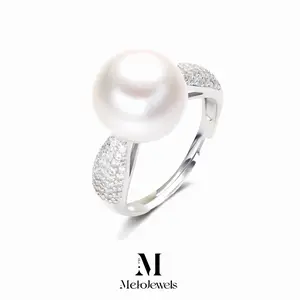 Vitamelo Series White 7A Zircon and Pearl Ring Adjustable Band for Everyday Wear fantasy  gemstone