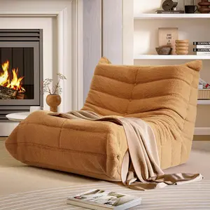 LAUSAINT HOME Giant Bean Bag Chair with Memory Foam for Adults, Ergonomic Chenille Fabric Lounger Couch for Living Room, Bedroom, No Assembly Required, Brown