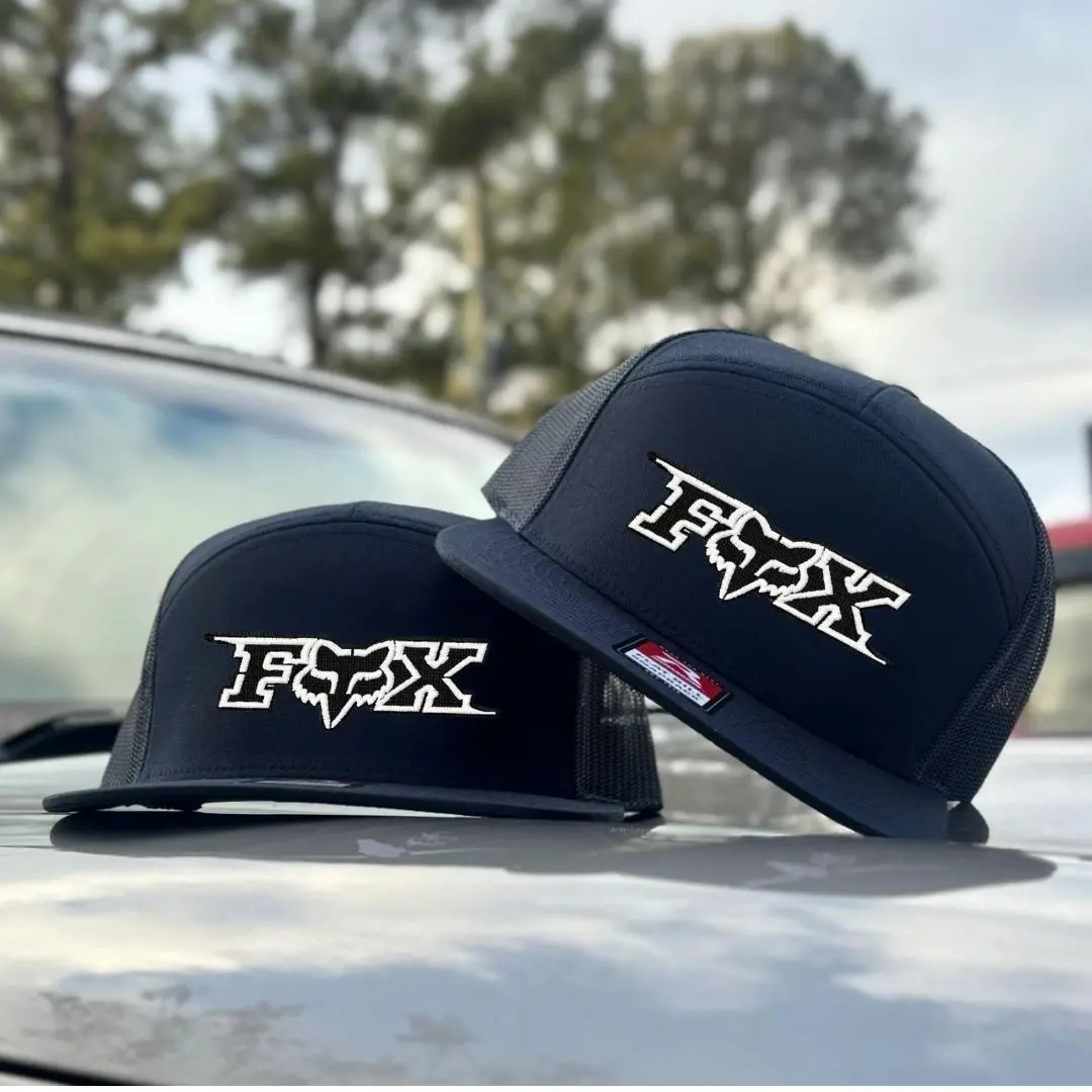 Off Road Trucker Hat, 7 Panel Mesh Snapback, Flat Bill Racing Cap, Dirt Bike Outdoor Hat for Men
