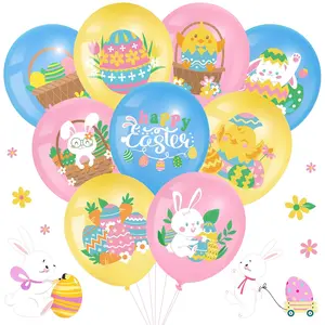 54 Pcs Happy Easter Balloons Decoration 12 Inch Easter Bunny Pastel Latex Balloons For Spring Bunny Party Favor Indoor Outdoor Supplies Decor