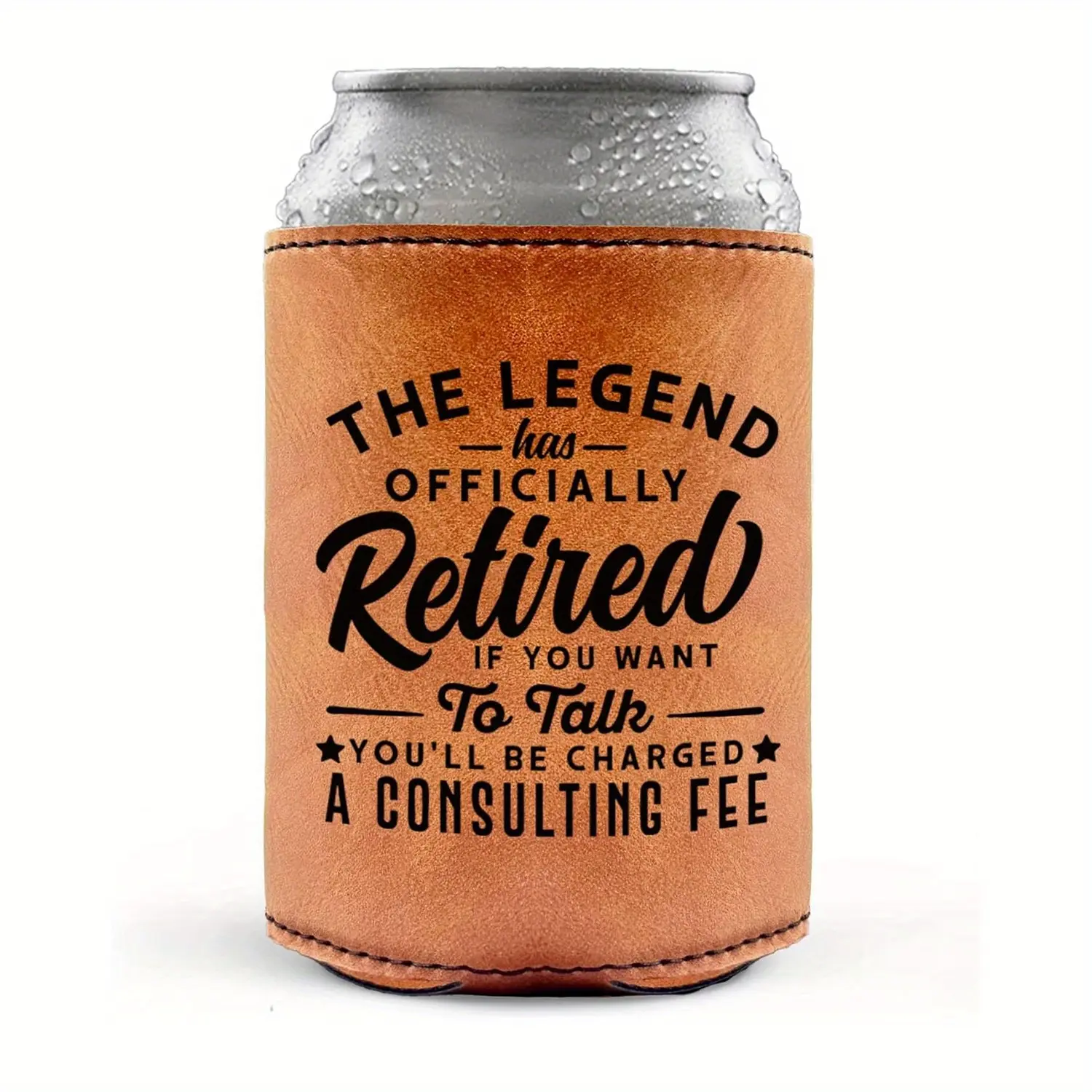 Premium Faux Leather Beer Can Cooler with Foam Lining, Ideal Birthday & Retirement Gift for Men, Durable Design for Daily Use