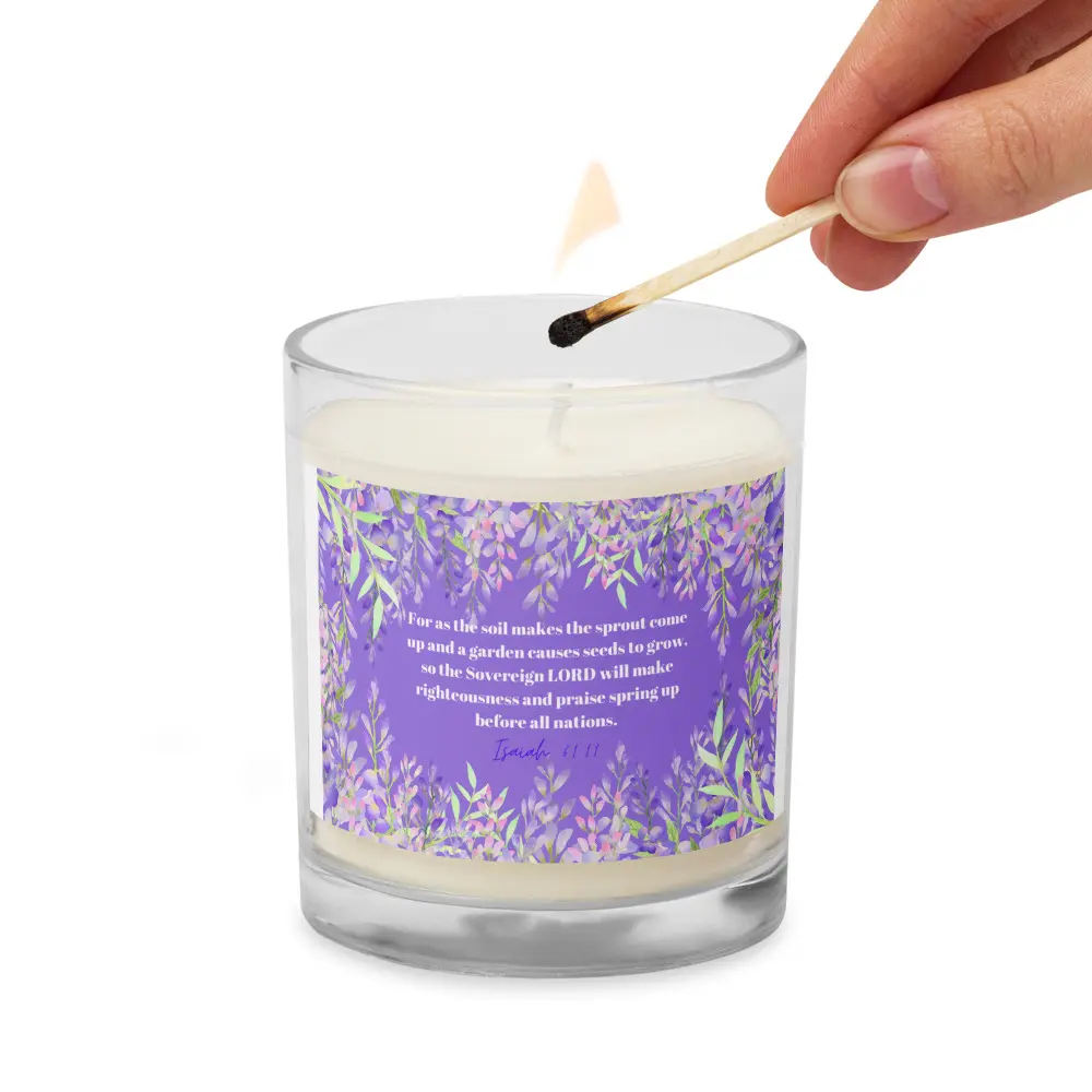 Floral Glass Jar Soy Wax Bible Verse Love Joy Candle Light - Unscented - Decor