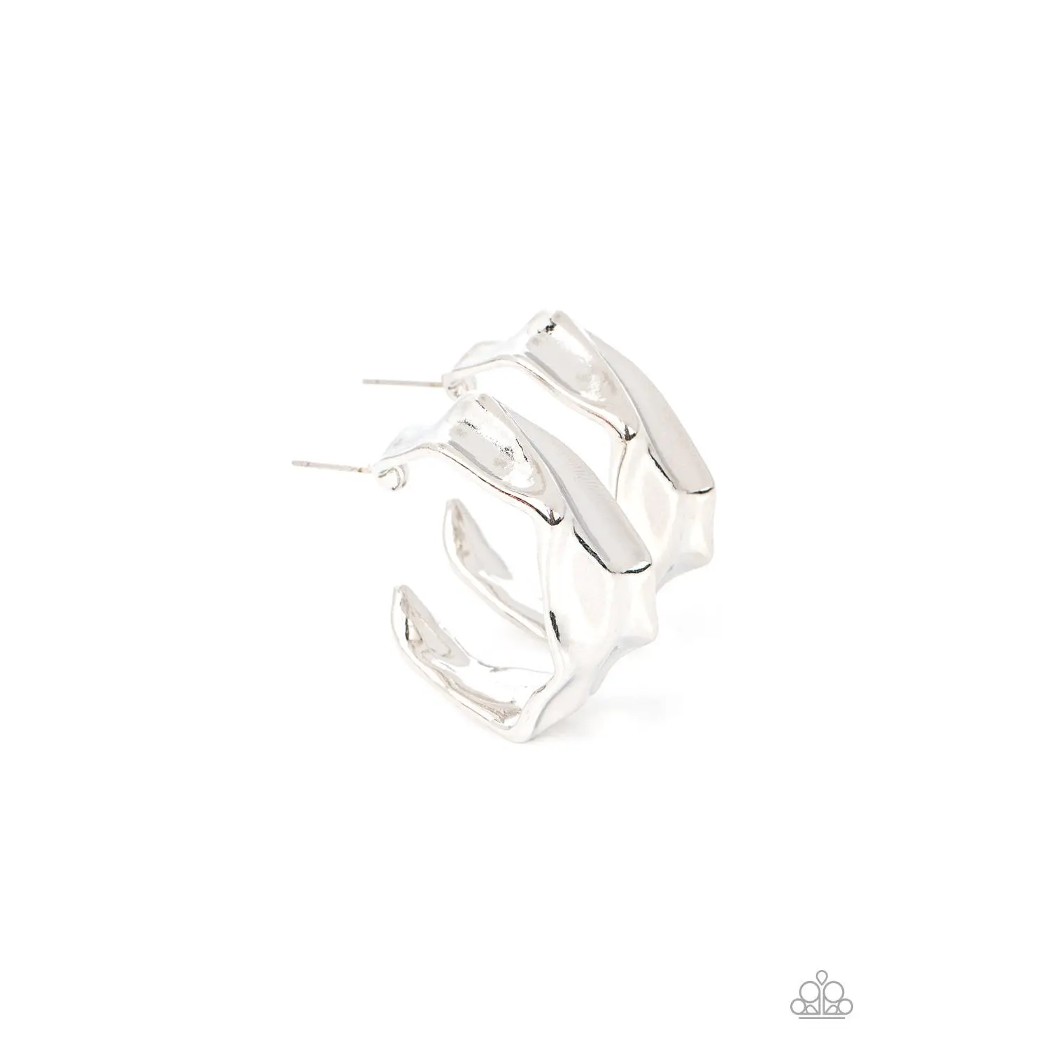 Cutting Edge Couture - Silver Chunky Small Hoop Earrings - Paparazzi