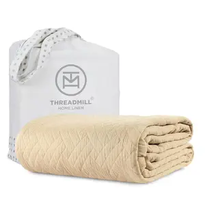 Threadmill Luxury Cotton Coverlet | All-Season Cozy 100% Cotton Coverlet | Criss Cross Jacquard Soft & Lightweight Coverlet