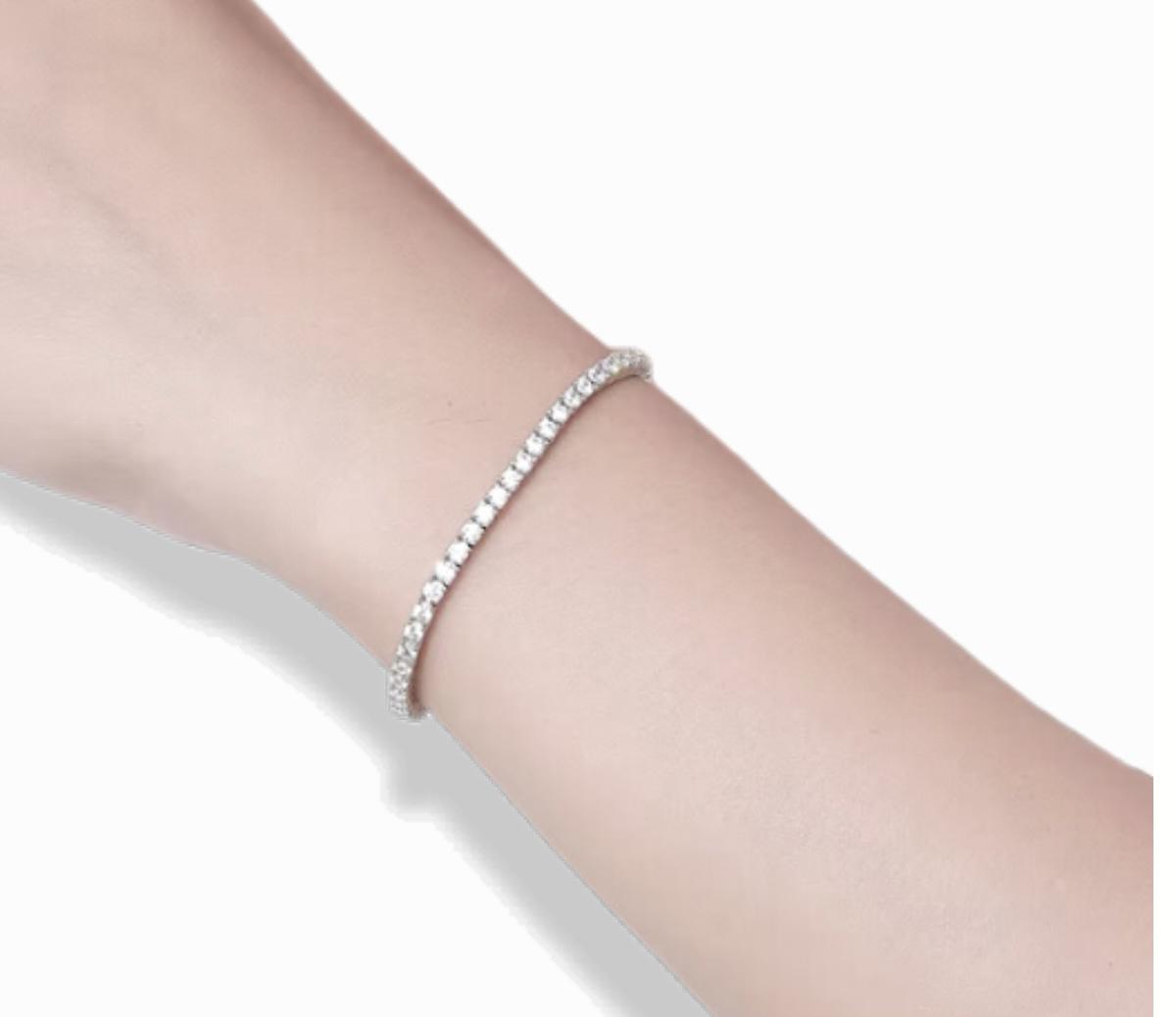 Anthea Manari 2.5mm Tennis Bracelet with Lab-Grown Moissanite and 925 Sterling Silver