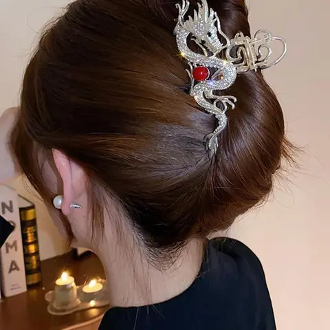Women's Elegant Rhinestone Decorated Dragon Shaped Design Hair Claw,  Exquisite Trendy Hair Claw, Chic Hair Accessories for Hairstyle Decor, Sparkling Rhinestones, Charm, Hair Clip, Sparkle, Rhinestone Hair Clips, Decorative Hair Clips