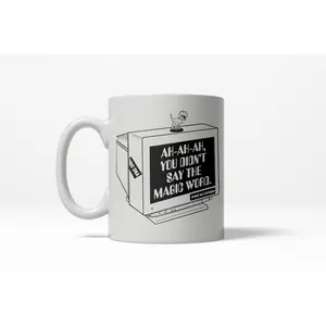 Magic Word T-Rex Funny Dinosaur Retro Movie Ceramic Coffee Drinking Mug  - 11oz Funny Coffee Mugs Ceramic Printed Drinkware Cup