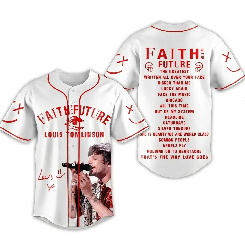 Louis Tomlinson Graphic Baseball Jersey Vintage Indie Tour Streetwear Merchandise XY050603