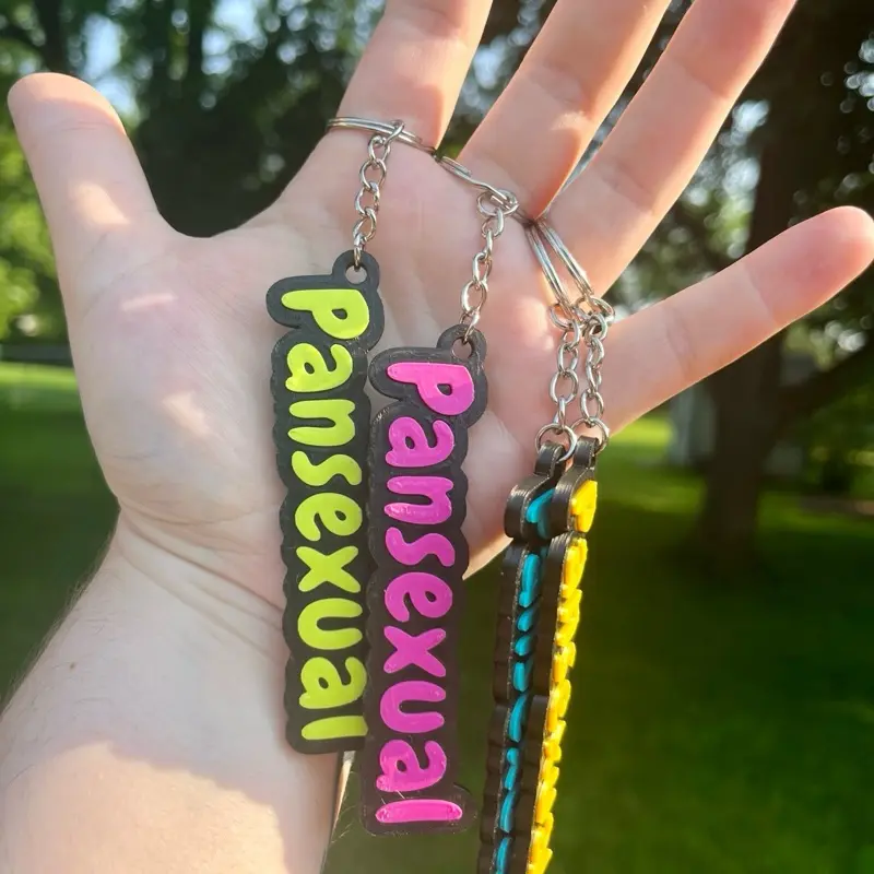 Pan Pride 3dPrint Keychain - Pansexual Design with Colorful Options and Chain Attachment