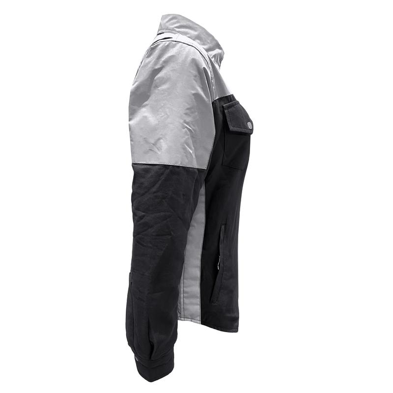 Flannel Reflective Shirt "Alloy Eclipse" for Women - Black and Silver with Pads