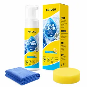 Car Interior Foam Cleaner Spray, Multi-Purpose Cars Accessories for Leather Seats, Dashboard, Door Panels, Steering Wheel, Deep Cleaning Kit with Sponge & Towel
