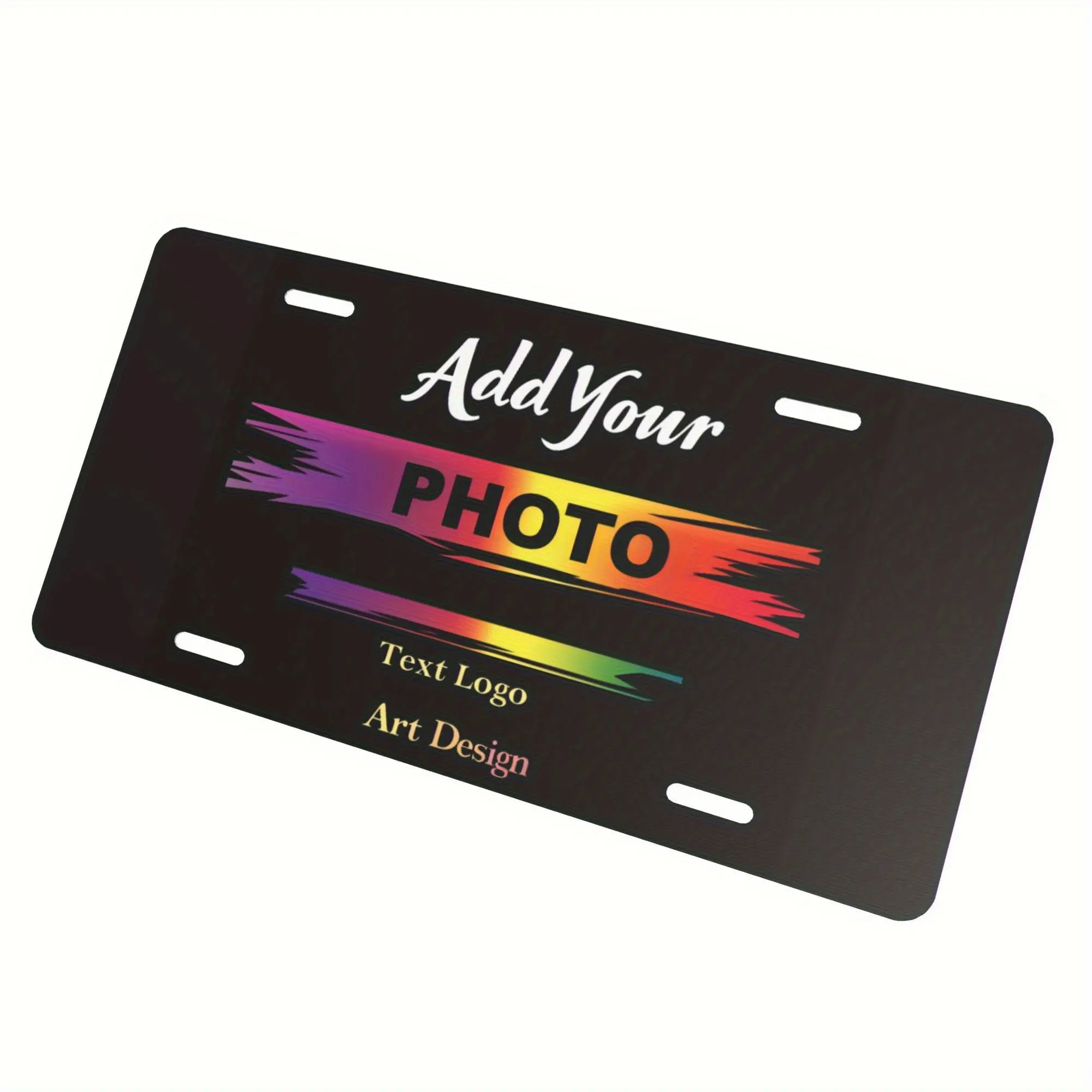 2D Flat - [Customization] 1pc Material 2D Flat 12X6 Inch Customizable Photo License Plate - Can Be Personalized with Text, Logos And Artistic Designs - Durable Metal Frame, Suitable for Cars, Trucks And Shop Facades - Universal Design