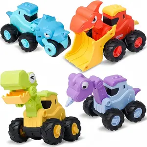 Dinosaur Toy Car Set, Large Construction Truck for Toddlers 2-4, Press & Go Friction Car Gift for 18+ Months Babies