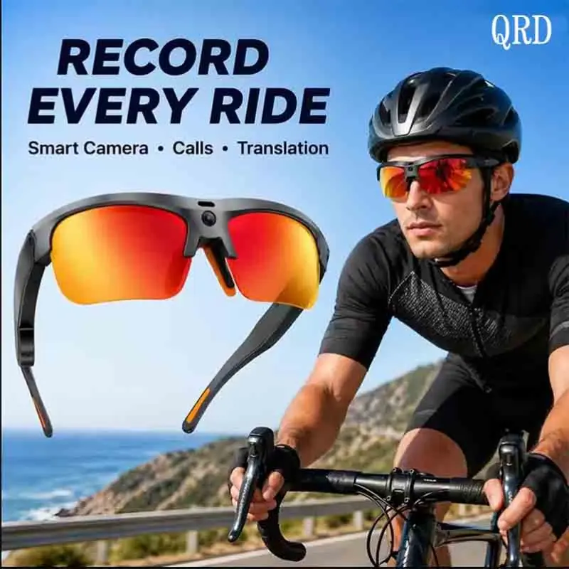 Qrd 4K Pov Camera Cycling Glasses, Sports Camera Glasses, Eye Glasses Camera, Eis Stabilization, Openai Vision Assistant, Bluetooth-compatible Smart Audio, Polarized Lens for Outdoor Vlogging, Sunglasses with Camera, Multifunctional Smart Glasses