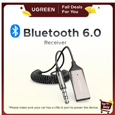 UGREEN Bluetooth 6.0 Aux Wireless Receiver with Built-in Microphone, 3.5mm Stereo Audio Port,Car Hands-Free Device, Accessories - Dealsforyourdays Grey Auxiliary Cord (USB None, Summer Sale), Aux To Bluetooth 6.0 Adapter,sohochic,tiktokshopfalldealsforyou