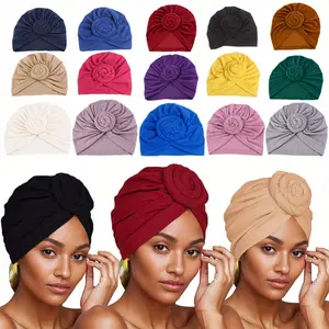 10Pcs/Pack African Style Solid Color Knotted Women's Knitted Brimless Hat, Comfortable and Elastic Indian Hair Scarf Hat, Perfect Hair Accessory Gift for Women