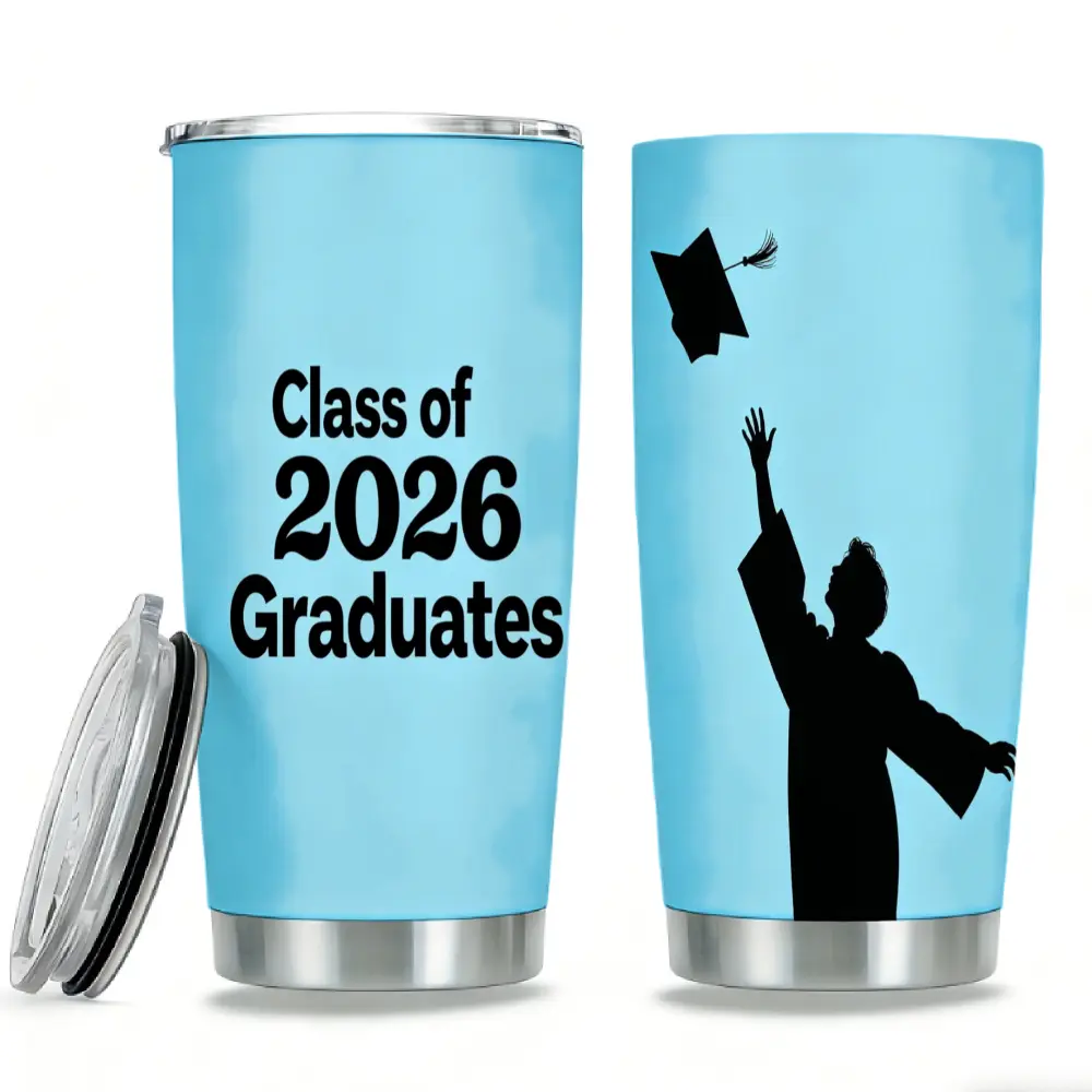20 oz (500-1000ml Range) Glam Stainless Steel Vacuum Flask Tumbler with Anti-Scalding Heat-Resistant Lid, Food-Grade Kitchenware Drinkware, Ideal 2026 University Graduate Commemorative Graduation Gift
