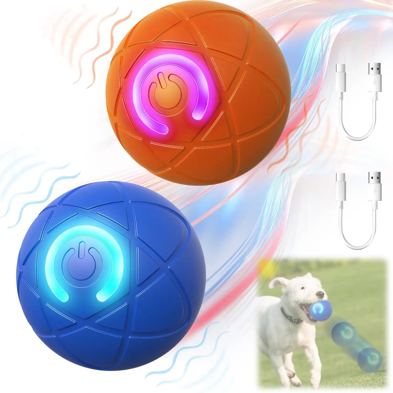 Smart Electric Jumping Ball Toy, Gravity Intelligent Silicon Automatic Spinning Ball Toy, Automatic Rolling Ball, Pet Dog Toy, Tennis Ball for Dogs, V