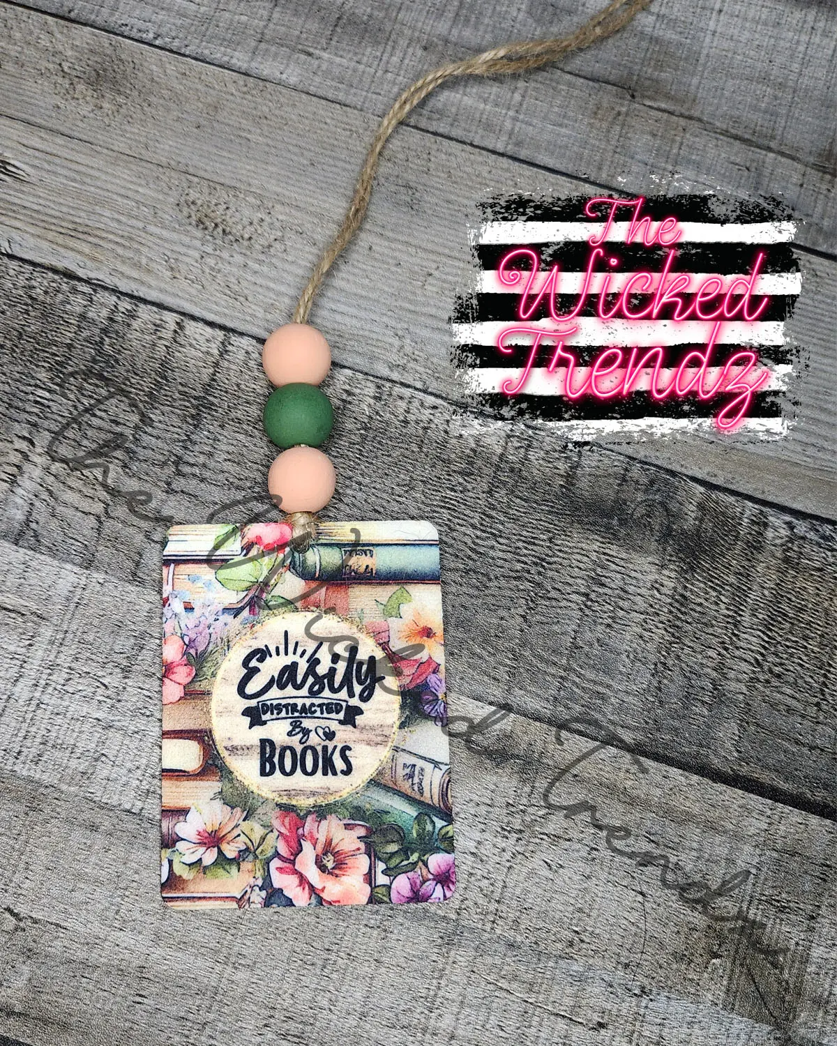 Easily Distracted By Books Car Hanging Air Freshener Freshie Book Lover Booktok Library Car Accessories Car Charm