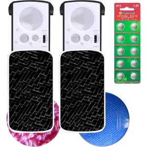 HMKIS Jewelers Loupe, 2 Pack Magnifying Glass with Light, 30X 60X 90X Jewelers Loop Magnification with 10 Backup Batteries for Coin, Diamonds, Gems, Jewelry, Stamps Close Work