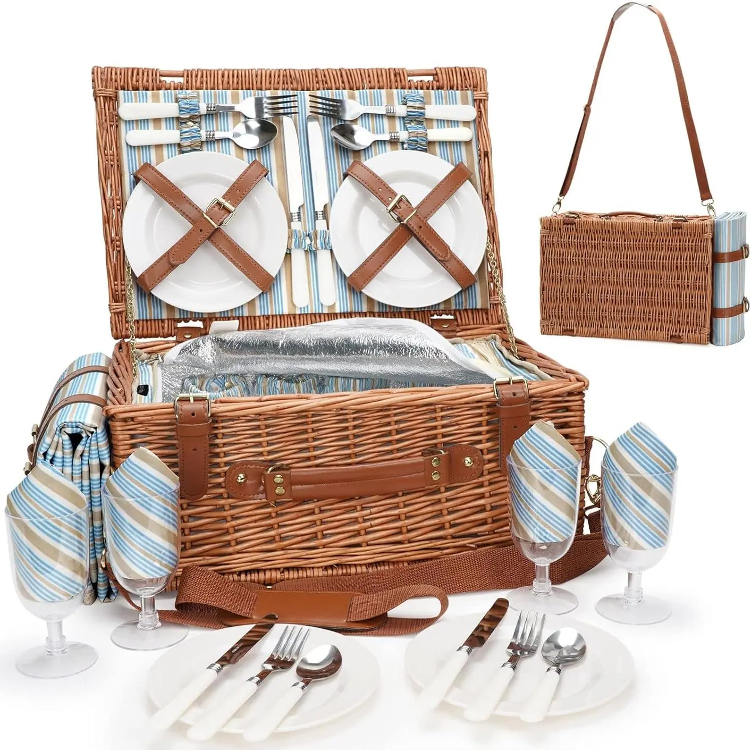 Light brown four-seater with straps