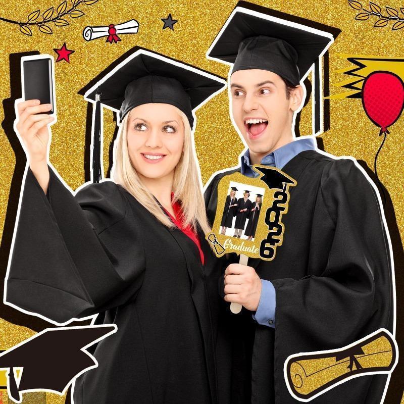 12pcs 2026 Graduation Folding Fan And Photo Frame Photo Props, Graduation Photo Handheld Signs Party Decor, Graduation Ceremony And Stage Layout, Ideal for Graduation Celebrations, Class Group Photos, Teacher Appreciation Banquets