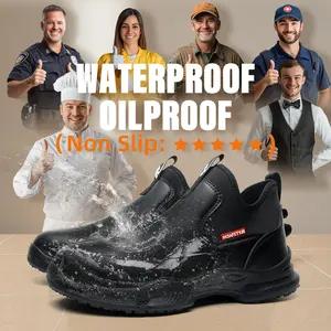 HIWELL working shoes Chef shoes waterproof comfortable anti slip nurs shoes for men Food Service Chef Kitchen Non Slip Work Shoes Slip On Water Resistant  SF926-2