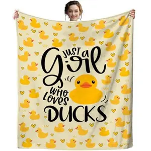 Rubber Duck Blanket Lightweight Soft Cozy Flannel Duck Throw Blanket Bedding Decor for Family Women Adults Gifts 50x40-280GSM