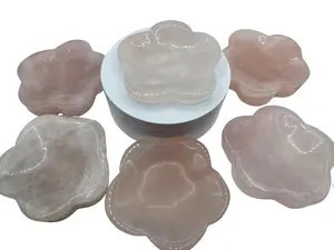 Rose Quartz Flower Shaped Bowls for Decoration crystal